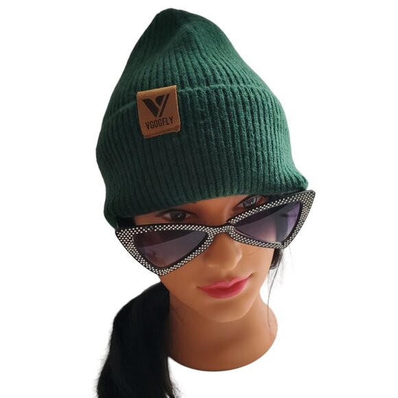 VGOGFLY Deep Green Knit Beanie Cap OS - Picture 3 of 10
